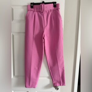 Zara Bubblegum Pink Belted Trousers